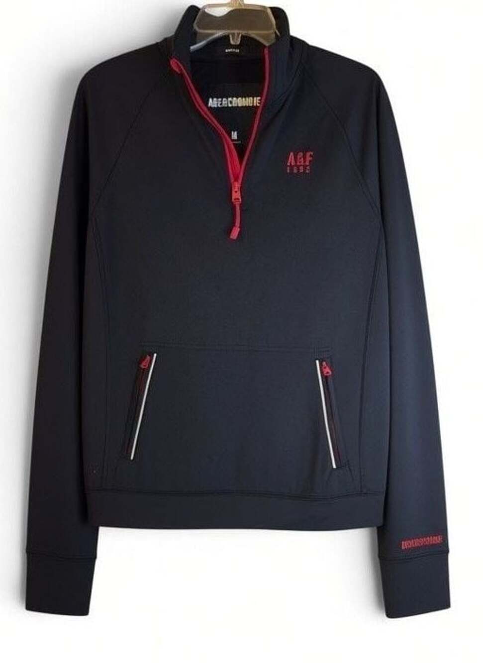 Abercrombie & Fitch Women's 1/4 Zip Athletic Lightweight Jacket Navy Blue Size M